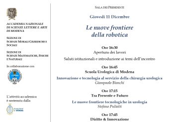 CONVEGNO “LE NUOVE FRONTIERE DELLA ROBOTICA”